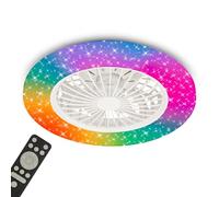 Briloner - Ventilatore da soffitto con luce, telecomando, dimmerabile, CCT, RGBIC, lampadario ventilatore da soffitto, ventilatore da soffitto con luce e telecomando, 48,5 x 14 cm, bianco