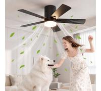 BRILVERDE Ventilatore da soffitto con illuminazione e telecomando, 5 pale, 6 velocità, timer 1/4/8 ore, LED dimmerabile, funzionamento estivo e invernale per soggiorno, camera da letto (nero, 5 pali)