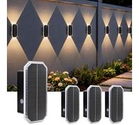 BRIMAX 4 lampade solari da parete per esterni, batteria grande da 1800 mAh, efficienza solare superiore del 20%, 3 temperature di colore (3000 K/4000 K/6500 K), impermeabile IP65, luce Up/Down per