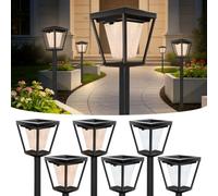 BRIMAX Confezione da 6 lampade solari per esterni, con picchetto, 3000 K/6000 K, dimmerabili, IP65, impermeabili, con accensione e spegnimento automatico, per sentieri del giardino, terrazza, prato