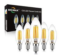 BRIMAX Dimmerabile Lampadine LED E14 2700K Bianco Caldo 6W Lampadina Candela vintage 6W Equivalenti a 60W 600lm AC220-240V C35 Led Lampada vetro trasparente Lampadine di ricambio 5 Pezzi