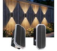 BRIMAX Lampada solare da parete per esterni, batteria grande da 1800 mAh, efficienza solare superiore del 20%, 3 temperature di colore (3000 K/4000 K/6500 K), impermeabile IP65, luce Up/Down per