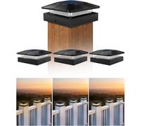 BRIMAX Plafoniera Solare LED 10x10cm per Pali, 3000K-6000K 4 pezzi | 3 temperature colore, regolabile 50%-100%, autonomia 12-20 ore, IP65 impermeabile, per recinzione, giardino, terrazza