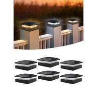 BRIMAX Plafoniera Solare LED 10x10cm per Pali, 3000K-6000K 6 pezzi | 3 temperature colore, regolabile 50%-100%, autonomia 12-20 ore, IP65 impermeabile, per recinzione, giardino, terrazza