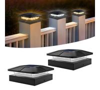 BRIMAX Plafoniera Solare per Pali 10x10 CM, 3 Temperature Colore 3000K/4500K/6000K, Regolabile 50%/100%, Autonomia 12-20H, Impermeabile IP65, Luce LED per Pali di Recinzione/Giardino/Terrazza, 2 Pezzi
