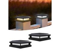 BRIMAX Plafoniera Solare per Pali 9x9 / 10x10 / 12x12 cm |2 Pezzi | 3000K/6000K Commutabile | IP65 Impermeabile | Luce per Pali di Recinzione Legno & Plastica | Autonomia 8-12h