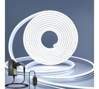 BRIMAX Striscia LED neon 10M, involucro in silicone vero, bianco freddo 6000K, con dimmer e alimentatore 24V, tagliabile fai da te, altamente flessibile, impermeabile IP67, nastro LED