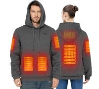 Brimekey Felpa con Cappuccio Riscaldante con Interno in Pile per Uomo e Donna, Batteria 7.4V 20000mAh - Giacca Termica Intelligente 6 Zone, 3 Livelli di Calore per Outdoor, Campeggio, Escursionismo