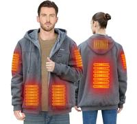 Brimekey Giacca con Cappuccio Riscaldante con Cerniera e Interno in Pile per Uomo e Donna - Giacca Termica Intelligente 6 Zone, 3 Livelli di Calore - Batteria 7.4V 20000mAh per Outdoor, Campeggio