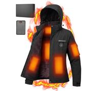 Brimekey Giacca da Sci Donna Riscaldata Grafene, Impermeabile e Antivento Giubbotto Termico in Pile con Batteria 20000mAh, 6 Zone di Riscaldamento, 3 Livelli di Temperatura per Sci, Campeggio(Nero)