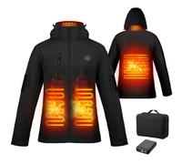 Brimekey Giacca Riscaldata per le Donne con Pacco Batteria, Giacca a Vento Impermeabile con Cappuccio Staccabile, Giacca Riscaldata con Riscaldamento Elettrico (XL, Nero 1)