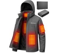 Brimekey Giacca Riscaldata Uomo ad Interno in Fleece, Batteria HD 20000mAh 7.4V, 6 Zone Riscaldanti e 3 Temperature, Giacca Impermeabile Antivento per Sci