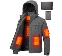 Brimekey Giacca Riscaldata Uomo ad Interno in Fleece, Batteria HD 20000mAh 7.4V, 6 Zone Riscaldanti e 3 Temperature, Giacca Impermeabile Antivento per Sci