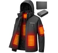 Brimekey Giacca Riscaldata Uomo ad Interno in Fleece, Batteria HD 20000mAh 7.4V, 6 Zone Riscaldanti e 3 Temperature, Giacca Impermeabile Antivento per Sci