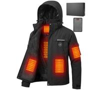 Brimekey Giacca Riscaldata Uomo ad Interno in Fleece, Batteria HD 20000mAh 7.4V, 6 Zone Riscaldanti e 3 Temperature, Giacca Impermeabile Antivento per Sci