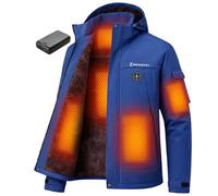 Brimekey Graphene Giacca Riscaldata Uomo ad Interno in Fleece, Batteria HD 20000mAh 7.4V, 6 Zone Riscaldanti e 3 Temperature, Giacca Impermeabile Antivento per Sci e Caccia
