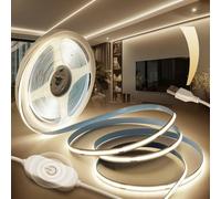 BRIMETI Strisca LED COB USB 2M Autoadesivo Tubo LED Bianco Naturale 4000K 5V, 320LEDs/M Strisce LED Dimmerabili Larghezza 8mm Retroilluminazione TV, Nastro Luci Flessibile, per Cucina, Camera da Letto