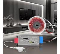 BRIMETI Striscia LED 12V Autoadesivo 5M Tubo LED Bianco Freddo 6000K 120LEDs/M Nastri LED Luce, Strisce LED Larghezza 8mm, per Cucina, Soggiorno, Con 12V Trasformatore LED 100W e Cavo di Alimentazione