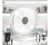 BRIMETI Striscia LED 12V COB 5M Luce Interno 6000K Bianco Freddo Autoadesivo Dimmerabile Strisce con RF Telecomando Alimentatore 320LEDs/M Nastro Nastri LED Larghezza 8mm, per Cucina Soggiorno
