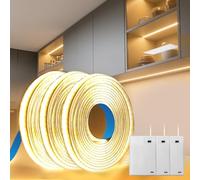 BRIMETI Striscia LED a Batteria COB 5V 3x1M Blanc Chaud 3000K 320LEDs/M Autoadesiva Flessibile Luminosa Interno Strisce Nastri per Cucina Camera da Letto Armadio Scaffale Decorazioni Casa e Natale