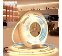 BRIMETI Striscia LED COB 24V 10M Luce LED Tubo Interno Autoadesivo 3000K Bianco Caldo 320LEDs/M Strisce Nastro Nastri Larghezza 8mm Con Connettori, per Cucina Soggiorno Bar (Senza Alimentatore)