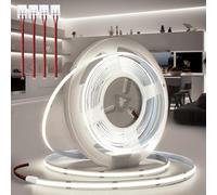 BRIMETI Striscia LED COB 24V 10M Luce LED Tubo Interno Autoadesivo 6000K Bianco Freddo 320LEDs/M Strisce Nastro Nastri Larghezza 8mm Con Connettori, per Cucina Soggiorno Bar (Senza Alimentatore)