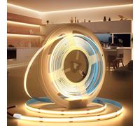 BRIMETI Striscia LED COB 24V 5M Luce LED Tubo Interno Autoadesivo 3000K Bianco Caldo 320LEDs/M Strisce Nastro Nastri Larghezza 8mm, per Cucina, Soggiorno, Bar Feste (Senza Alimentatore)