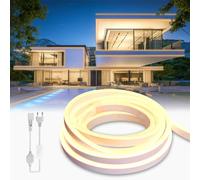 BRIMETI Striscia LED Neon 50 Metri, 220V Tubo LED Flessibile Esterno Impermeabile IP65 Nastri LED Luminosa 120 LED/M Corda Stringa Lampada, con Alimentatore di rete e Controller (Bianco Caldo)