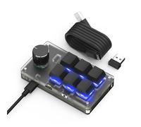 BRIMFORD Tastiera macro programmabile, tastiera da gioco personalizzata con una sola mano da 2,4 G, multifunzione, 6 tasti, 1 manopola, compatibile con Windows, Mac OS, tastiera macro Bluetooth,