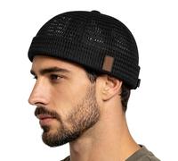 Brimless Docker Hat for Men - Breathable Mesh Cooling Cap | Lightweight Summer Hat, Adjustable Docker Beanie for Running, Cycling, Hiking & Golf, 2026 Skullcap, 1-Pack Black, Nero