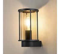 BRIMMEL Lampada da Parete Esterno - Antiruggine Impermeabile IP54 in Alluminio Nero Opaco con Vetro Temperato, Alimentazione E27 per Portico Giardino Ingresso, Design Moderno (Lampadina non Inclusa)