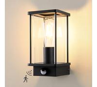 BRIMMEL Lampada da parete per esterni con sensore di movimento, alimentata dalla rete elettrica, in alluminio antiruggine impermeabile, dal tramonto all'alba, nera, lampadina non inclusa