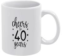 Brindiamo ai 40 anni, 40° compleanno, quaranta compleanno, tazza da caffè bianca divertente da 11 once