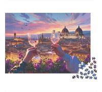 Brindisi con vino a Firenze Puzzle Arte del vino in un castello europeo 1000 Pezzi Cartone Resistente Per Famiglia, Rilassante Sfida, Regalo Compleanno Immagini Vibranti Esclusivo 38x26cm/1000pcs