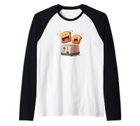 Brindisi eccitati con tostapane per Gli Amanti del Pane Maglia con Maniche Raglan