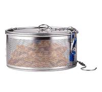 Brine Basket, Culinary Infuser, Stainless 4x4 Inch Mesh with Locking Lid, Durable Seasoning Strainer, Metal Filter with Chain Design, Flavor Tool for Soup and Stew Pot and Broth