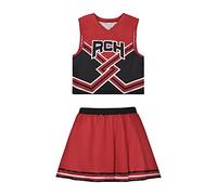 Bring It On Costume da cheerleader da donna RCH Top Gonna Ragazza Cheerleader Uniforme Ragazze United Cos Outfits, Rosso, Small