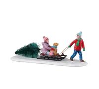 Lemax- Vail Village Accessory: Bringing Home Our Tree, Multicolore, 33628