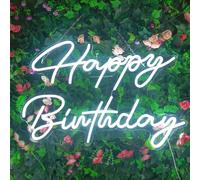 BringLuck2U Happy Birthday Insegna al neon Luce LED Decorazione del partito di compleanno USB Operazione Decorazione di fondo del partito Camera da letto Decorazione della parete