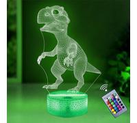 BringLuck2U Lampada 3D di Dinosauro Illusione Ottica Luce Notturna per Bambini con 16 Colori e Telecomando, Regali di Dinosauro per Ragazzo Ragazza