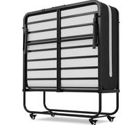 Brinlawb Brandina Pieghevole con Materasso Spesso 10 cm, 90 x 200 cm Letto Pieghevole Singolo con Materasso Letto per Ospiti con Struttura in Robusta Metallo e 4 Ruote Letto a Scomparsa, Fino a 200 kg