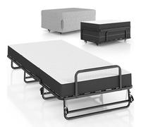 Brinlawb Brandina Pieghevole con Materasso Spesso 10 cm, 90x200 cm Letto Pieghevole Singolo Letto per Ospiti con Struttura in Robusta Metallo e 4 Ruote, Può essere utilizzato come letto o come divano