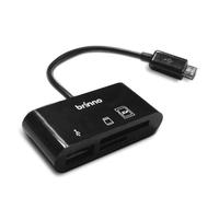 Brinno ABR100 Lettore MicroSD, SD e USB per Dispositivi Android OTG, Connettore Micro-USB, Nero
