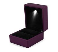 Brino - Scatola per anelli alla moda con LED luminoso, cofanetto porta gioielli Violet