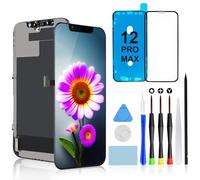 Brinonac Display per iPhone 12 PRO Max - 6,7 Pulgadas Pantalla LCD Full HD, Set de Ensamble de Digitalizador Táctil con Herramientas de Reparación y Protector de Cristal Templado