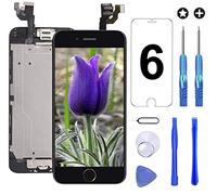 Brinonac Display per iPhone 6 Schermo 4,7 Pollici Schermo LCD Touch Parti di Ricambio con Home Pulsante, Fotocamera, Stanghetta,Sensore Flex Utensili Inclusi (Nero)
