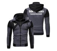 BRINSE Felpa Uomo con Cappuccio Sportiva Is.le of M.a.n T.T, Felpa Leggera Zipper con Tasche, Felpa a Manica Lunga Cappotti, con Zip(Grey,S)