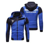 BRINSE Felpa Uomo con Cappuccio Sportiva Is.le of M.a.n T.T, Felpa Leggera Zipper con Tasche, Felpa a Manica Lunga Cappotti, con Zip(Blue,S)