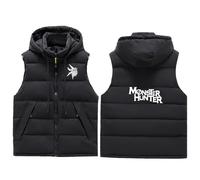 BRINSE Gilet da Uomo Monst-er Hunt-er, Giacca Smanicato Inverno, Invernale Sportivo con Tasca Gilet, winter(Black,3XL)