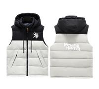 BRINSE Gilet da Uomo Monst-er Hunt-er, Giacca Smanicato Inverno, Invernale Sportivo con Tasca Gilet, winter(White,XXL)